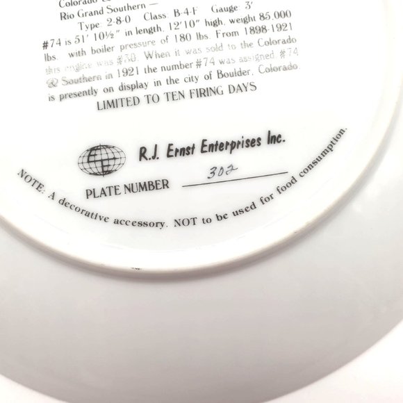 Leadville Run by Jack Hamilton Collector Plate from The Narrow Gauge Engine #74 - Picture 9 of 9